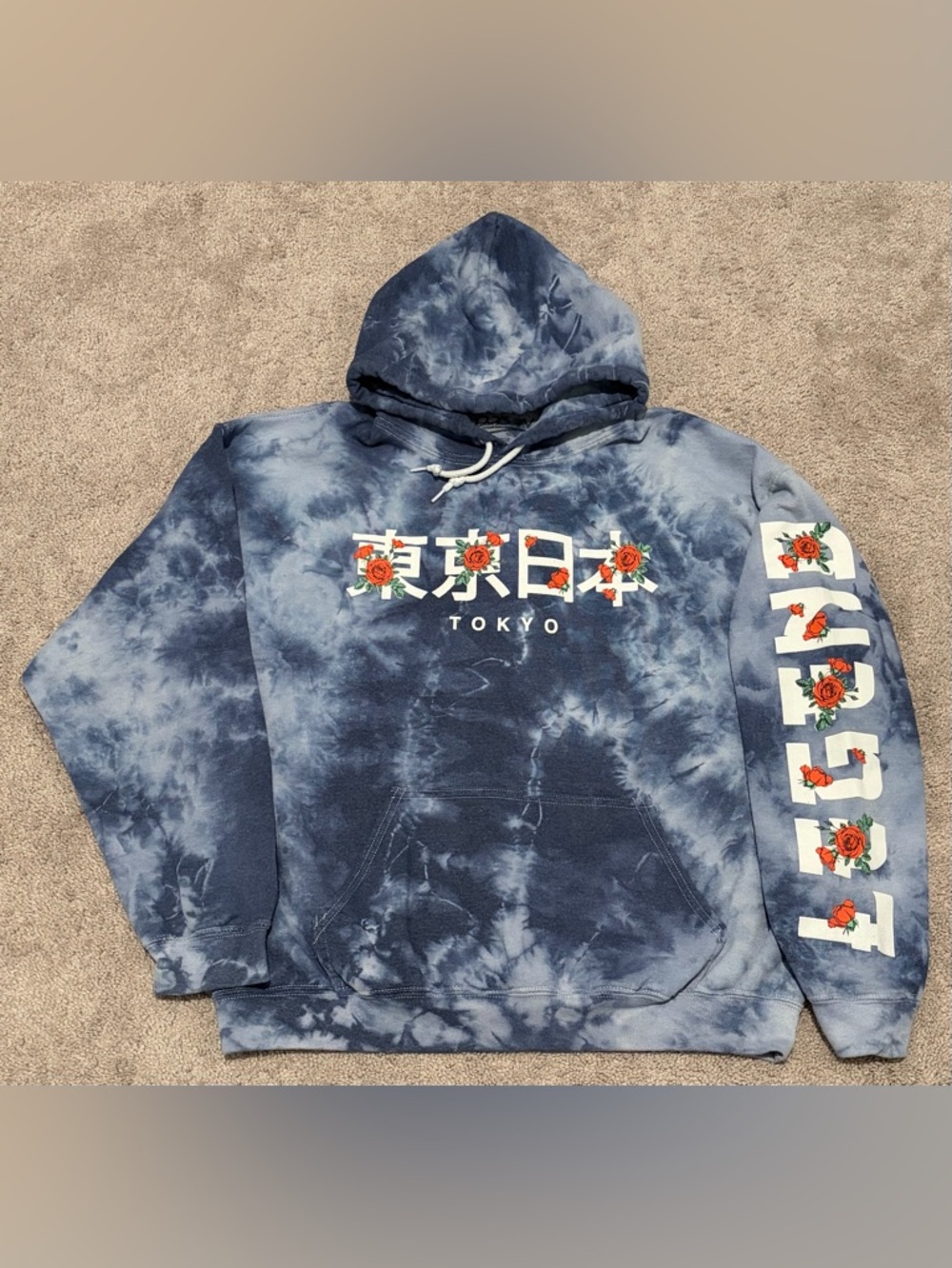 Popular Poison Men’s Blue Tokyo Legend Tie-Dye Hoodie Size Large